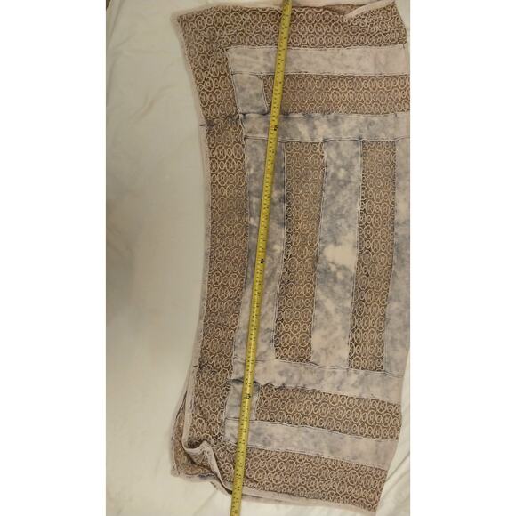 Boho Lace Crochet Striped Poncho Shirt Free People XS Cream And Blue Wash Hippie - Picture 7 of 10